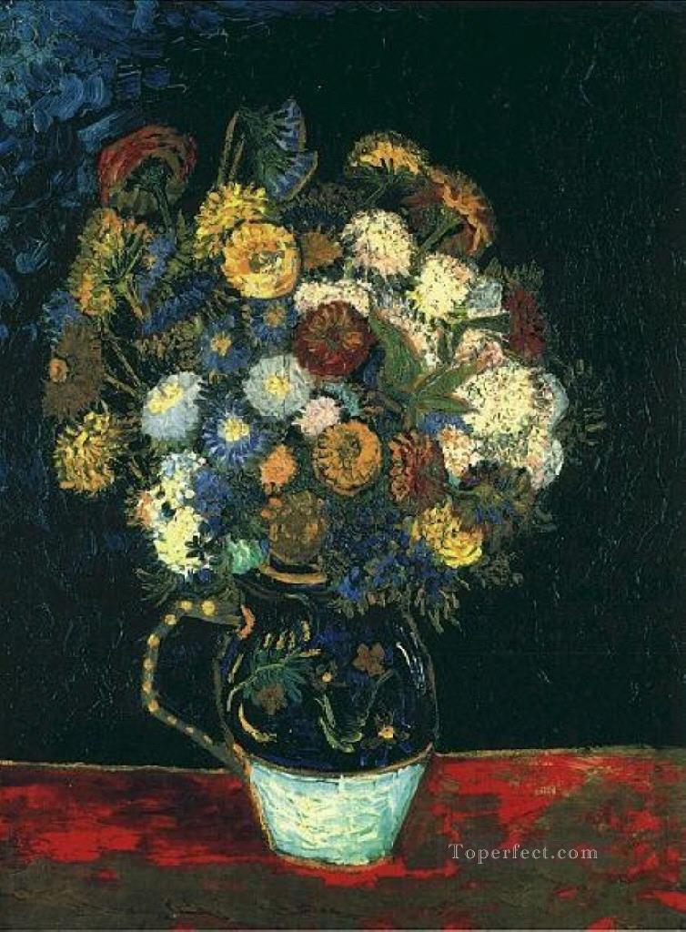 Bodegón Jarrón con Zinnias Vincent van Gogh Impresionismo Flores Pintura al óleo